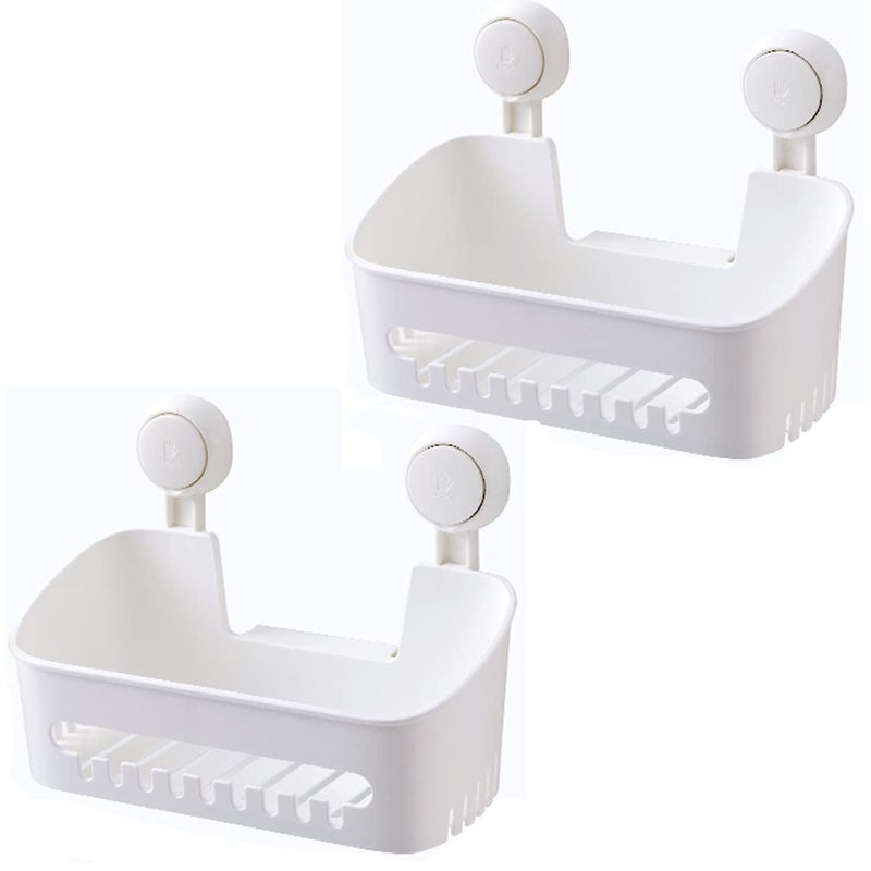 SunHorde Plastic Shower Caddy Suction Cup Shower Organizer Basket Bath Shelf, Strong Suction Power Bathroom Caddies with Fence Hooks, Kitchen Rack, Waterproof, Oilproof, Reusable, for Shampoo, Gel - Image 1